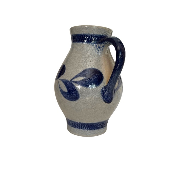 Stoneware Decorative Blue and Gray Jug Signed on Bottom - Picture 3 of 7